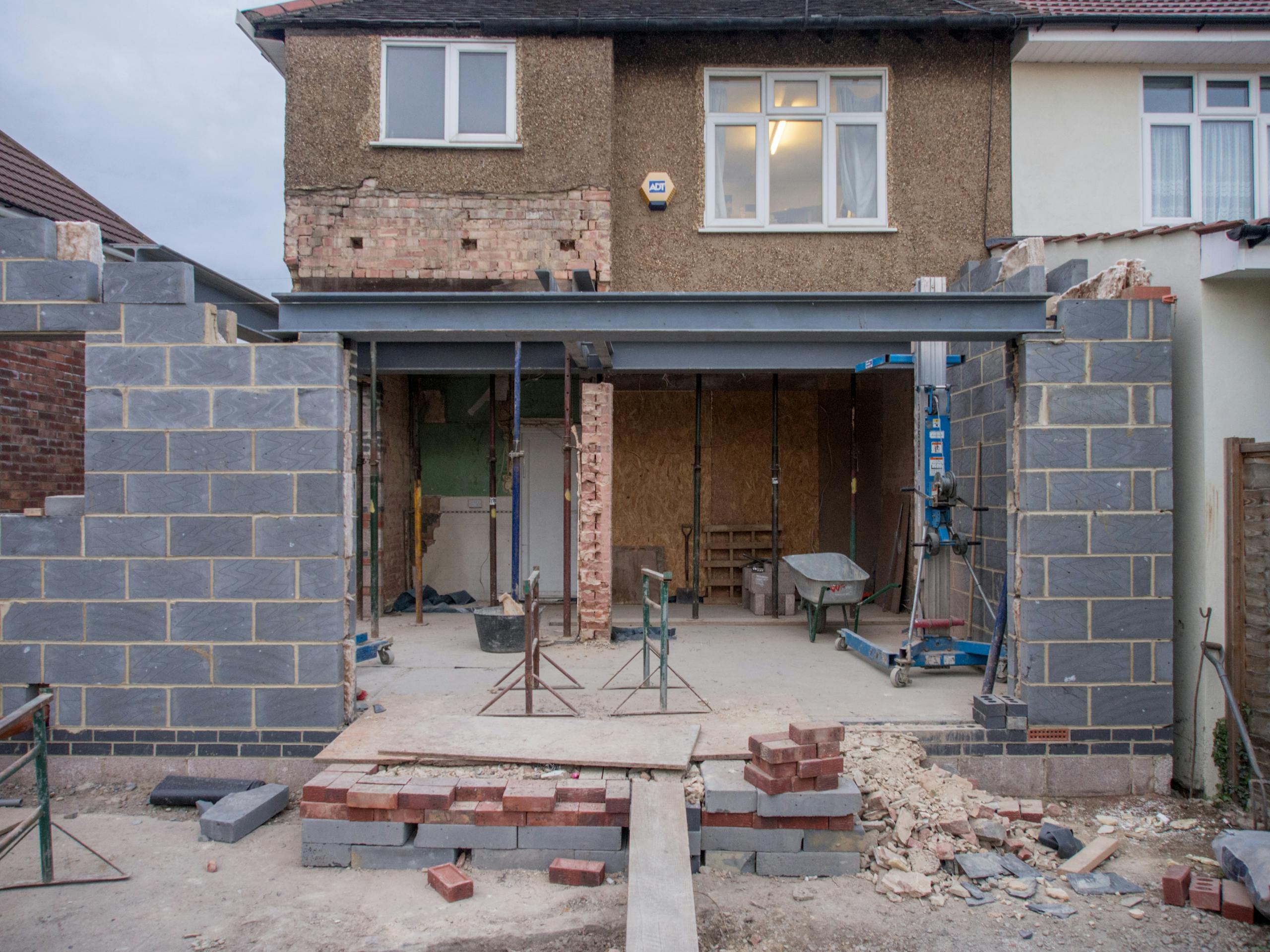 Construction of brick house.
